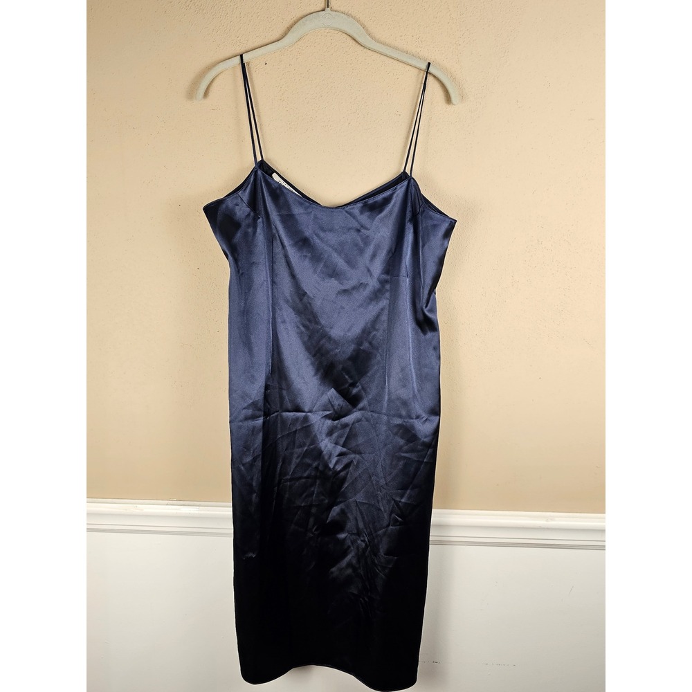 Teri Jon By Rickie Freeman Womens Blue Satin Slip‎ Dress 12